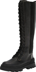 Circus by Sam Edelman Ina Black Round Toe Lace Up Zipper Block Heel Tall Boots