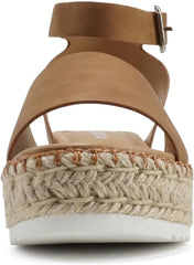 Soda Topic Tan Nbpu (Whipped Stitch) Espadrille Ankle Strap Platform Heel Sandal