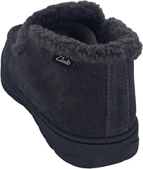 Clarks Grey Suede Leather Sherpa Lined Indoor Outdoor Ankle Bootie Slippers