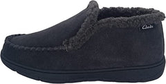 Clarks Grey Suede Leather Sherpa Lined Indoor Outdoor Ankle Bootie Slippers