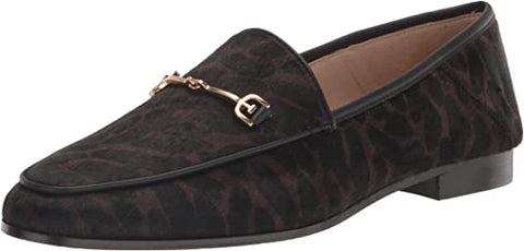 Sam Edelman Loraine Brown Leopard Multi Almond Toe Slip On Stacked Heel Loafers