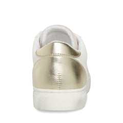 Steve Madden Rezume White/Gold Lace-Up Round Closed Toe Fashion Sneakers