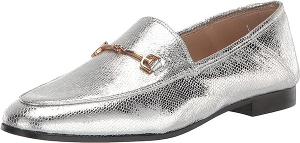 Sam Edelman Loraine Soft Silver Classic Chain Detailed Slip On Vamp Flat Loafers
