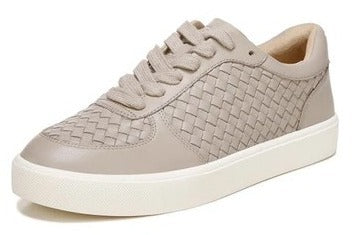 Sam Edelman Emma Mink Grey Lace Up Rounded Toe Woven Detailed Low Top Sneakers