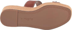 Sam Edelman Carson Rich Cognac Slip On Open Toe Strappy Wedge Heeled Sandals