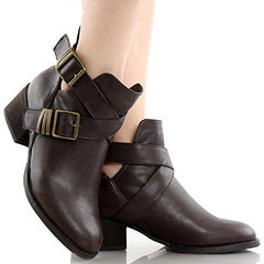 Breckelles Bronco-11 Brown Vegan Leather Bootie