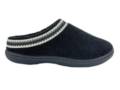 Clarks Indoor and Outdoor Black Slipper Cozy Wool Mule Slip-On Fur Lined Clogs