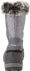 Kamik Momentum Charcoal Pull On Rounded Toe Waterproof Fur Trim Ankle Snow Boots