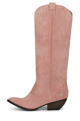 Jeffrey Campbell Calvera Pink Suede Pointed Western Angled Heel Knee High Boots
