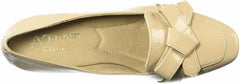 Aerosoles A2 Women's Runaway Shoe Pointy Toe Slip On Stack Heel Nude Patent Pump