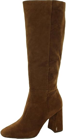 Sam Edelman Clarem Brown Suede Block Heel Almond Toe Knee High Fashion Boots