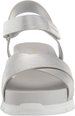 Cole Haan Zerogrand Sandal II Silver/Microchip Ankle Strap Open Toe Flat Sandals