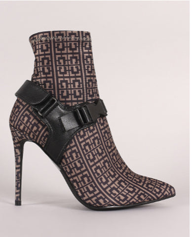 Cape Robbin Raider Brown Pointy Toe Harness Buckle Strap Fashion Stiletto Boots