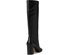 Cole Haan Chrystie Black Leather Square Toe Block Heeled Knee High Fashion Boots