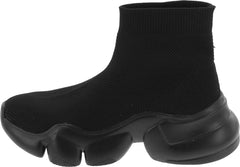 Cape Robbin Rooney Black Knitted Fabric Pull On Ankle High Sock Sneakers 6