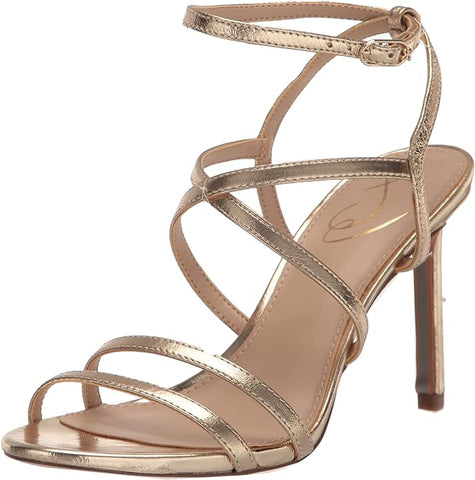 Sam Edelman Delanie Gold Leaf Ankle Strap Stiletto Heeled Open Toe Sandals