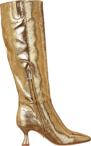 Sam Edelman Leigh Goldmine Squared Toe Spool Heel Knee High Leather Fashion Boot