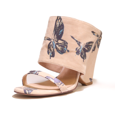 Cecelia New York AIDEN Slide Sandal Butterfly Blush Open Toe High Heel Mules