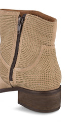 Klub Nico Women Zola Boots-Oatmeal Suede Nude Stacked Heel Chelsea Ankle Bootie