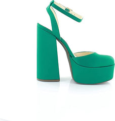 Jessica Simpson Skilla Green Platform Pump Buckle Strap Block Heeled Sandals