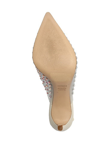 Schutz Greece Pearl Clear Vamp Rhinestones Pointed Toe Stiletto Heel Pumps