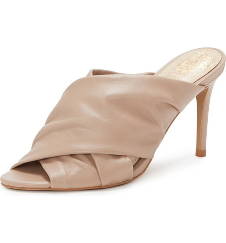 Vince Camuto Clarstie NOCCIOLA Nude High Heel Open Toe Slip-On Dress Mules