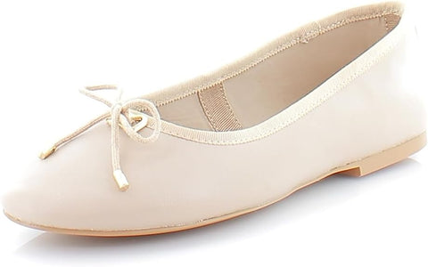 Steve Madden Blossoms Natural Leather Slip On Pointy Toe Bow Detail Ballet Flats