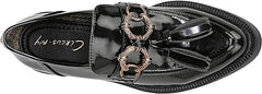 Circus by Sam Edelman Nichola Black Multi Round Toe Patent Slip on Tassel Loafer