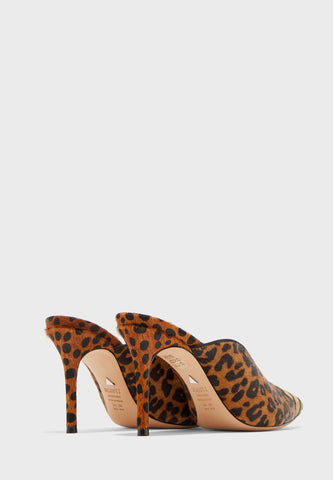 Schutz Chris Wild Leopard Tiger Fashion Pointed Toe Slip On Stiletto Heel Sandal