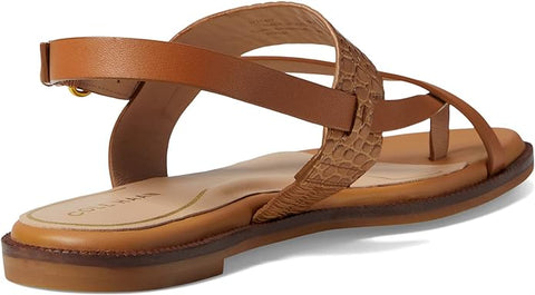 Cole Haan Anica Pecan Leather/Pecan Crocodile Print Leather Ankle Strap Sandals