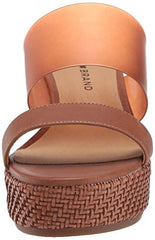 Lucky Brand Brindia Latte Sumac Strappy Slip On Platform Wedge Fashion Sandals