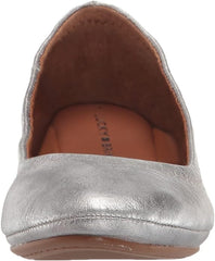 Lucky Brand Emmie Pewter Classic Ballet Leather Flat Slip On Rounded Toe Shoes