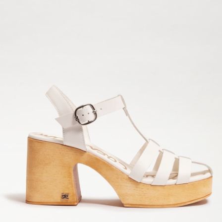Sam Edelman Margritte White Multi Straps Buckle Ankle Block Heel Platform Sandal