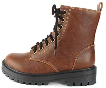 Soda Firm Whiskey Lace Up Rounded Toe Chunky Platform Classic Combat Ankle Boots