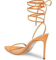 Steve Madden Flamin Orange Ankle Tie Lace Wrap Around Stiletto Open Toe Sandals