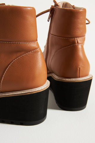 Cecelia New York Geraldine Saddle Leather Lace Up Fur Ankle Welt Detail Boots
