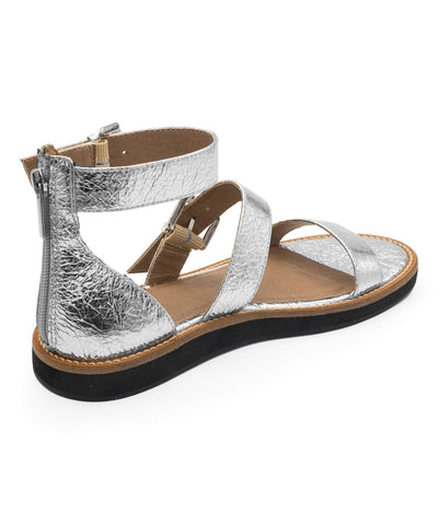 Jane and the Shoe Jenna Silver Leather Fashion Open Toe Ankle Strap Sandals