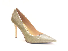 Sam Edelman Hazel Light Gold Glitter Stiletto Dress Shoes Pointed Toe Pumps