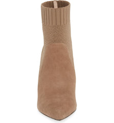 Cecelia New York Renata Pointy Toe Sock Bootie Mustang Taupe Fitted Wedge Boots