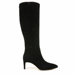Sam Edelman Uma Black Pointed Toe Side Zipper Rubber Sole Knee High Heel Boots