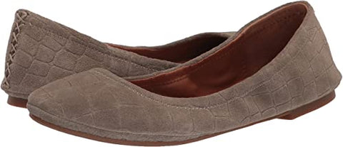 Lucky Brand Emmie Fossilized Ballet Leather Flat Slip On Rounded Toe Shoes