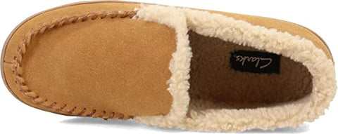 Clarks Men's Suede Leather Sherpa Lined Ankle Bootie Slippers - Indoor/Outdoor Slip-Ons - Comfy & Durable Ankle Boots with Plush Lining Padded Insole & Gripped Rubber Outsoles