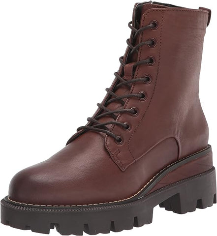 Sam Edelman Garret Dark Brown Waterproof Leather Lace Up Platform Ankle Boots
