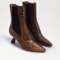 Sam Edelman Sammie Cuoio Snake Leather Pull-On Pointed Toe Side Goring Boots