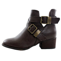 Breckelles Bronco-11 Brown Vegan Leather Bootie