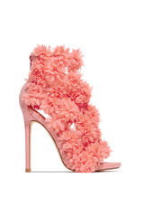 Privledged Earvin Blush Flowery Detail Comfortable Open Stiletto Heeled Sandals