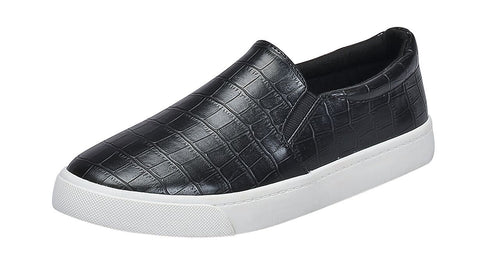 Soda Reign Black Croco Fashion Seaker White Sole Slip On (6.5)