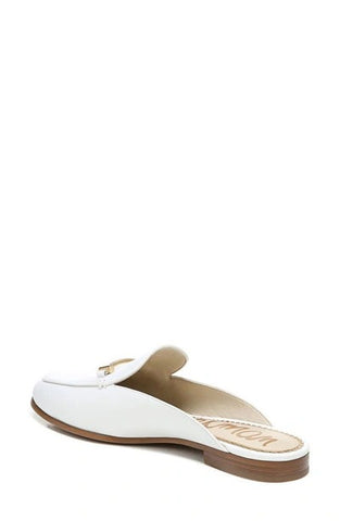 Sam Edelman Laurna White Slip On Almond Toe Golden Accent Fashion Loafers