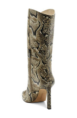 Vince Camuto  Senimda Multi Snake Print Leather Pointed Toe Snake Mid Calf Boots
