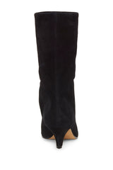 Vince Camuto Rastel Black Suede Kitten Heel Pointed-Toe Silhouette Boots